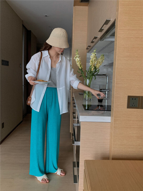 【FEIDING】Simple Solid Color Elastic Waist Casual Pants 8876-H7t# CLS