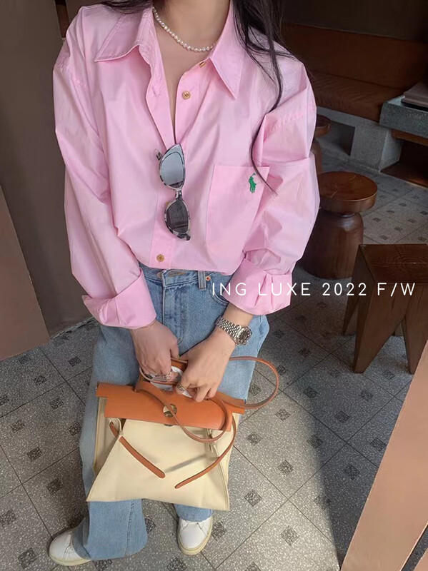 【ING】Korean loose and slim small standard shirt 9357# FHX