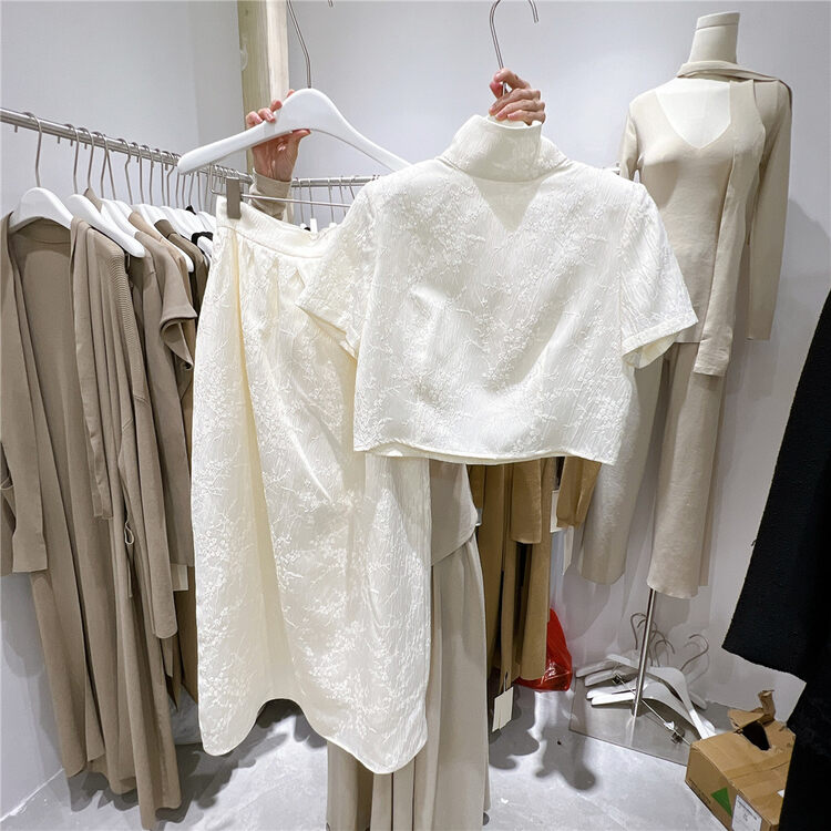 New in early autumn! [SEASONS] Chinese fashion small shirt + high waist all-match skirt suit 66116# XYJ