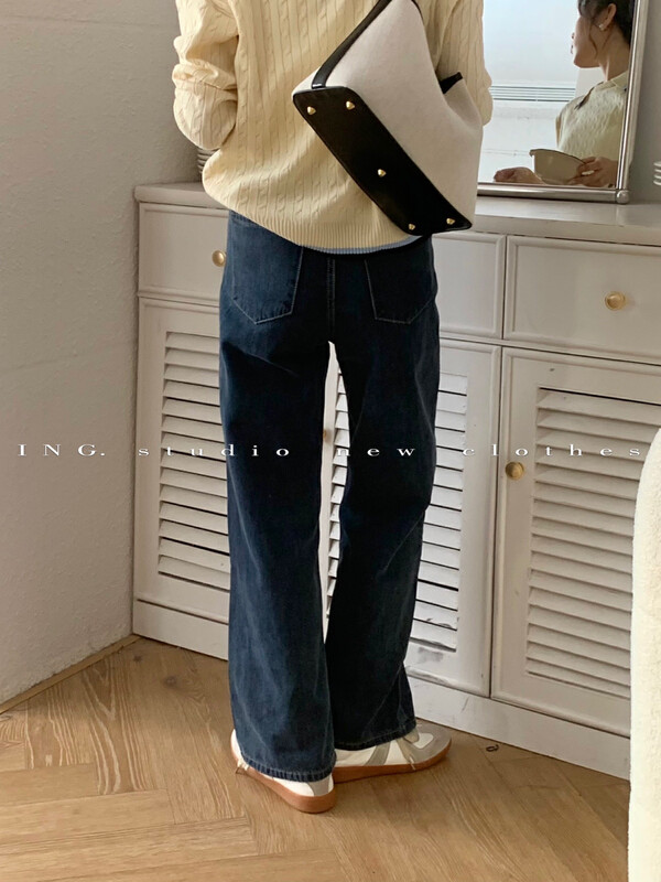 【ING】Korean style all-match straight casual jeans 8029