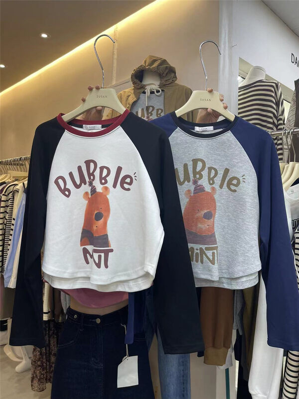 New in autumn!【SUSAN】Contrast color cartoon print sweater 81566# LSW