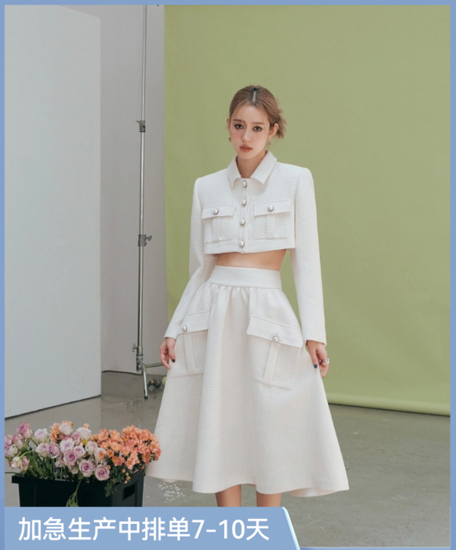 [ALALA EMELIA] Niche high-definition small fragrance white short short jacket S2329