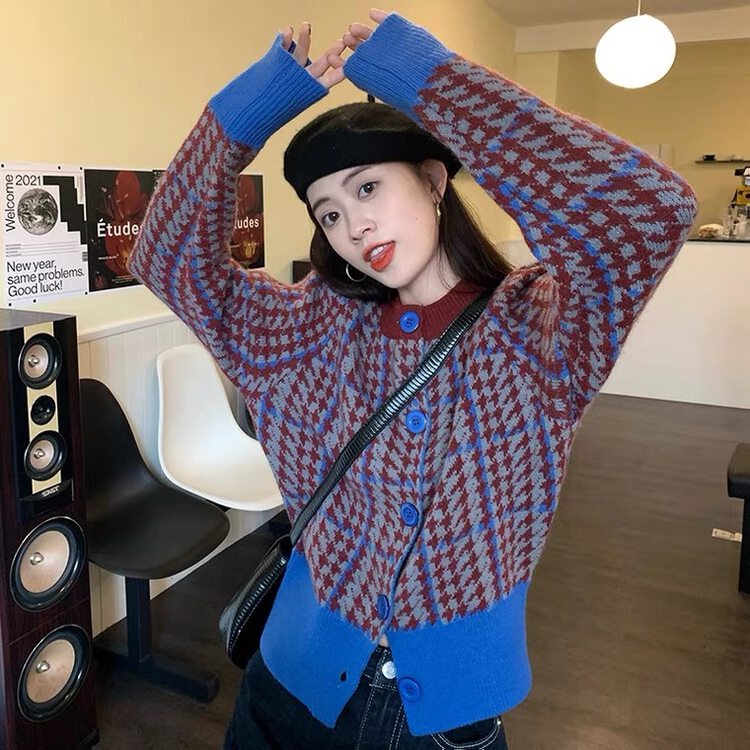 New in autumn! [SUSAN] Retro color matching versatile warm sweater 81751# LSW