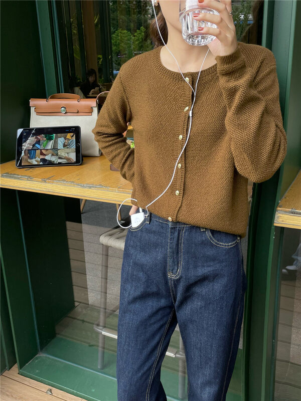 New 13 colors for autumn!  【FEIDING】Lazy style all-match texture casual knitted cardigan 7218# CLS