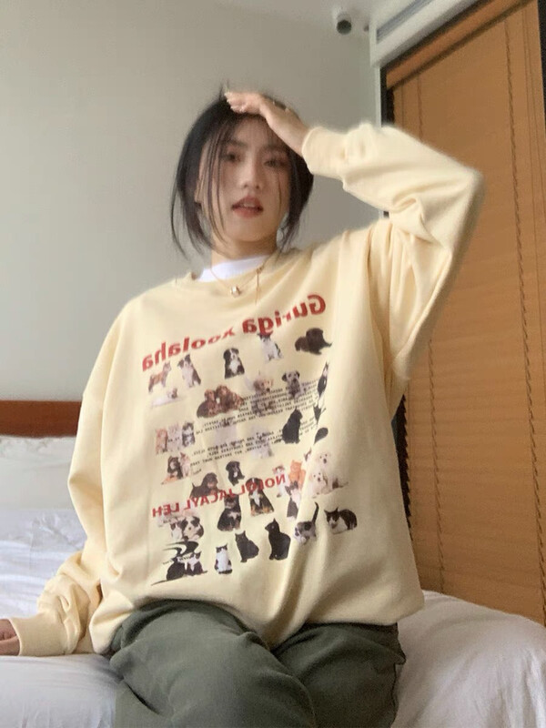 New in autumn!【LAB EEDA】Retro print pattern loose sweater W65337# OZQ