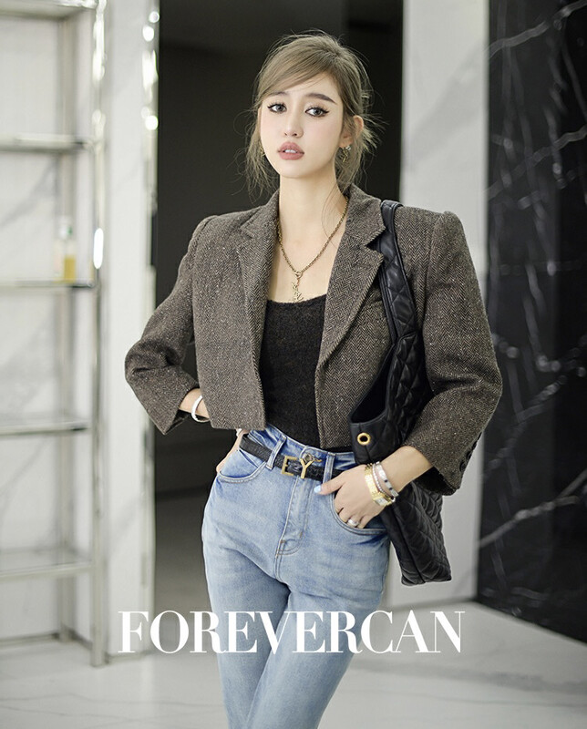 [ALLA EMELIA] Niche Haute Couture Small Fragrance Coffee Color Sequin Heavy Fabric Short Jacket S2236# JHY