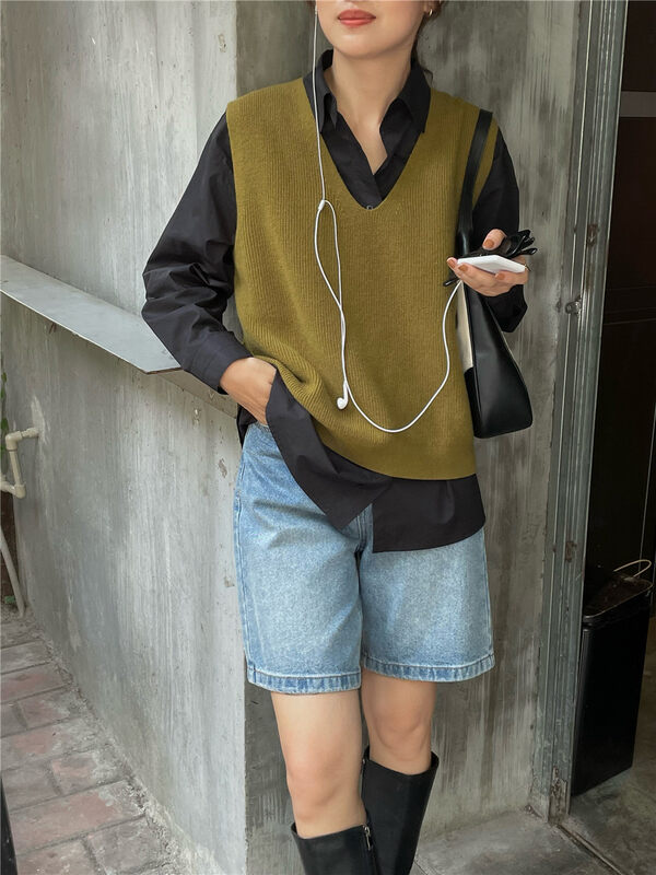 New 29 colors in autumn!  【FEIDING】V-neck solid color pullover all-match vest YS2-9823# CLS