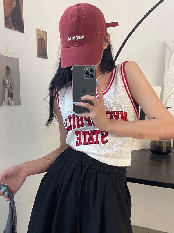 Original price 43.99! [RAINBOW] Explosive Style Contrast Edge Letter Embroidery Vest/Sling 206-# FHX