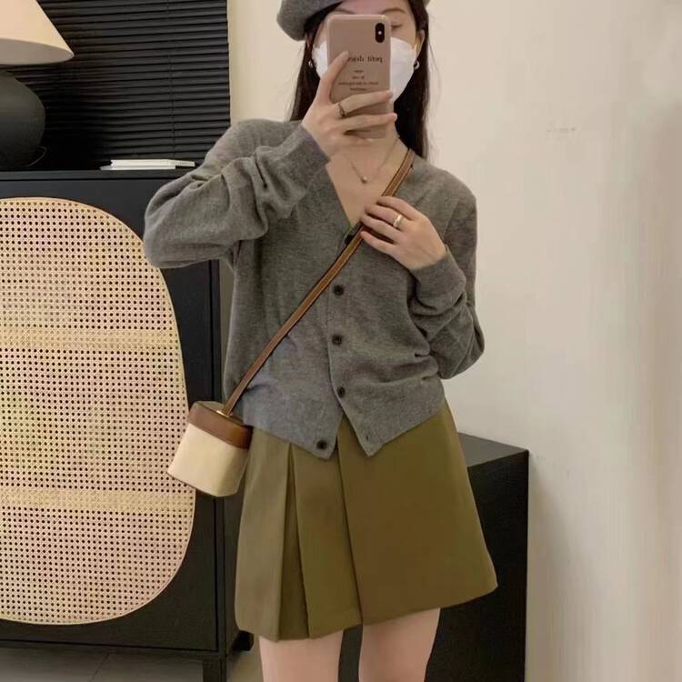 New for Autumn! [FEIDING] Bear Embroidery Versatile Long Sleeve Knit Cardigan YS1-9835# CLS