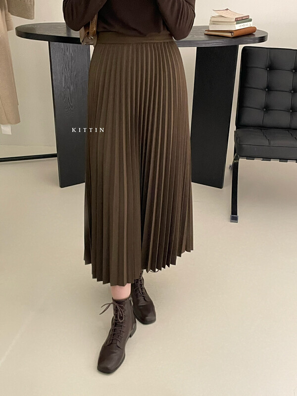 【KITTIN】Korean Style Folded Elastic Waist Skirt 6139