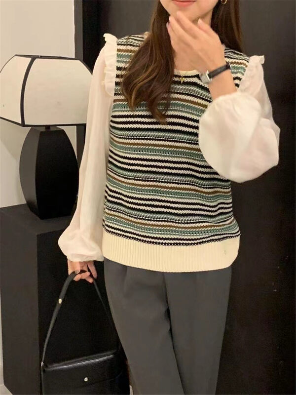 New in early autumn! [SUSAN] Agaric side flying sleeve stitching small shirt 81182# LSW