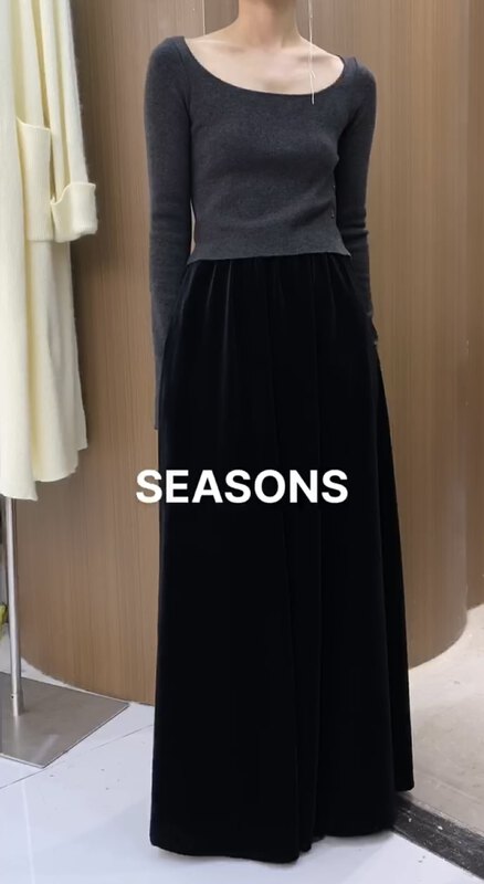 Autumn is new! [SEASONS] High waist temperament all-match skirt 66169# XYJ