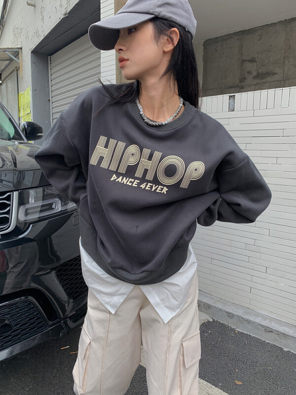 [RAINBOW] Explosive hiphop letter shirt stitching fake two-piece sweater 08392# FHX