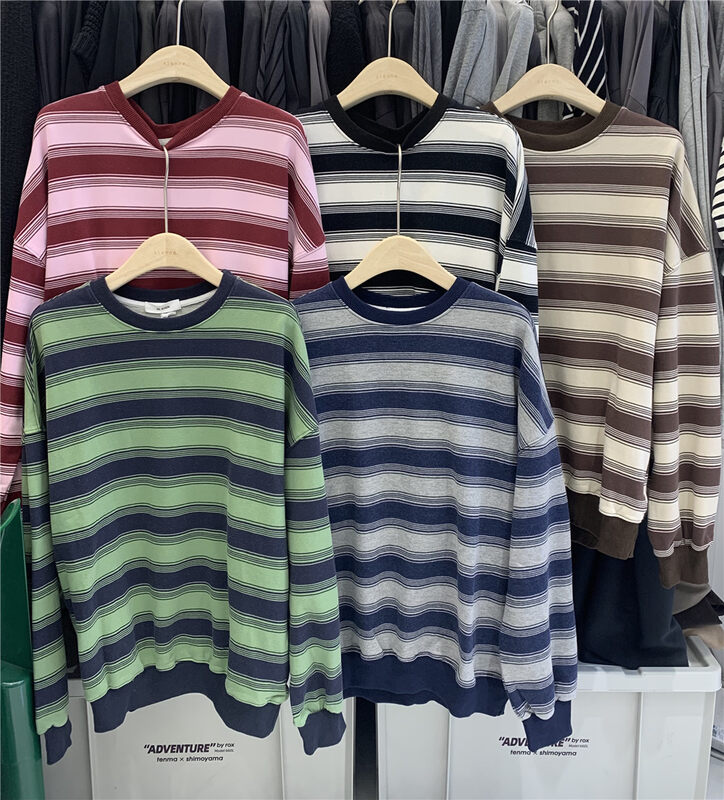 New in autumn!【EN SEASON】Korean style round neck striped sweater 9716# LSW