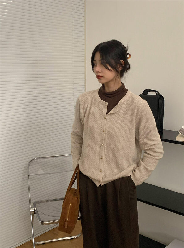 New in autumn!【FEIDING&NEW POST】Korean all-match breasted solid color knitted cardigan NP339# CLS