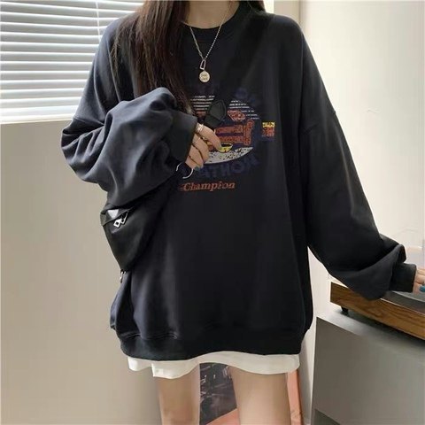 Fish scales + velvet thick sweater women's spring and autumn Korean version oversize capless thin coat ins tide student loose