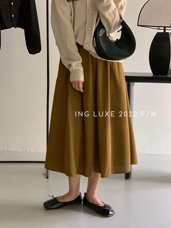 【ING】Korean classic A swing all-match skirt 8185