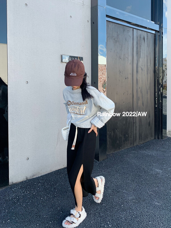 【RAINBOW】Explosive stitching shirt sleeve letter sweater sweater 5311# FHX