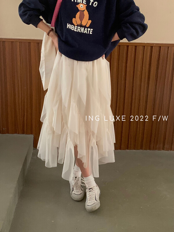 【ING】Irregular ruffle skirt 8131
