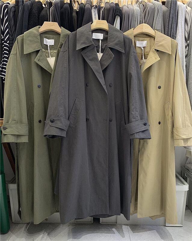 New in autumn! [SANBARA] Korean style double-breasted mid-length trench coat 9733# LSW