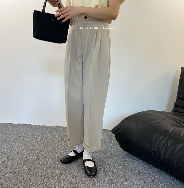 【JUICE】Crimped all-match trousers straight and slim F2228