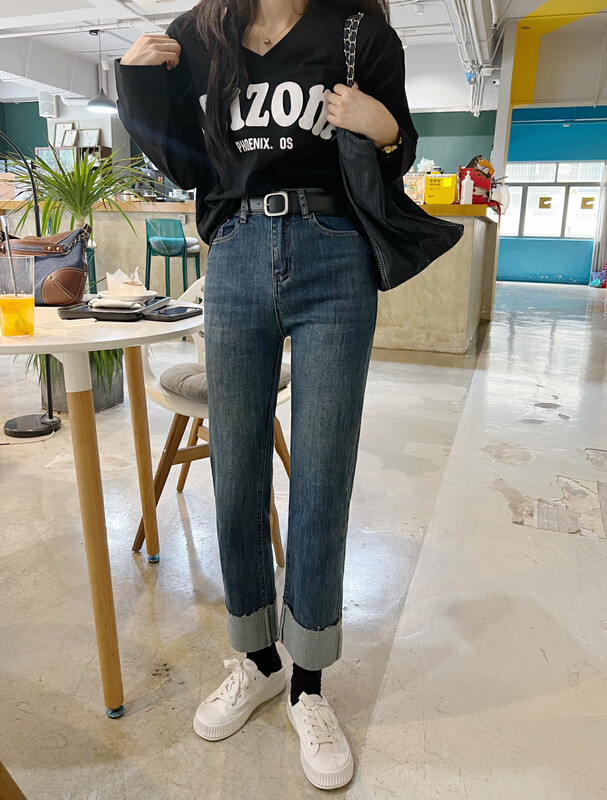 New in autumn! [M8 denim] Korean straight all-match jeans (with belt) 52616# JHY