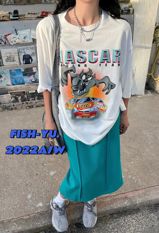 【 FISH YU 】Korean style casual all-match solid color back slit skirt 622520# CQW