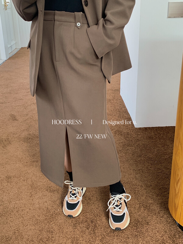 New in autumn! [Fire HOODRESS] Korean high-end suit temperament slit skirt 22470# JHY