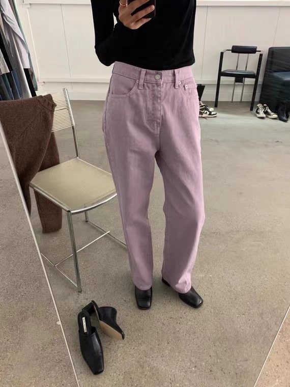 New in autumn!【SUSAN】High waist pink wide leg jeans 81701# LSW