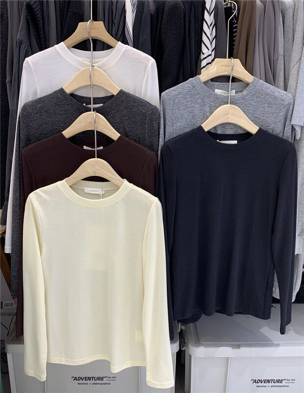 New in autumn! [SANBARA] round neck basic long-sleeved bottoming shirt 9808# LSW
