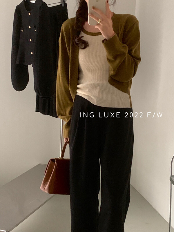 【ING】Korean style vest and shawl two-piece suit w3768