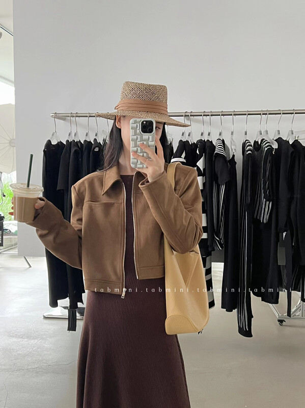 New in autumn! [TABMINI] Simple solid color zipper short coat Q11265-G# WPL