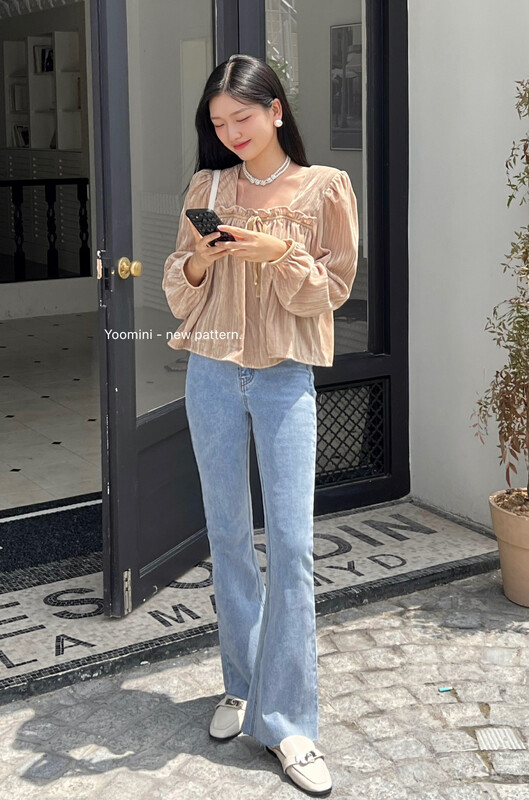 Autumn is new! [YOOMINI] Korean version of the pullover long-sleeved shirt Q16228-W# WPL