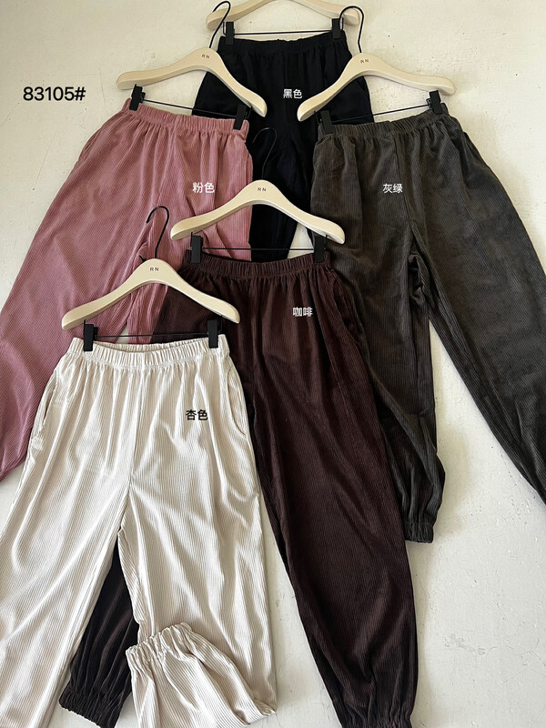 New in autumn!【R N】 Elastic waist corduroy casual pants 83105# L