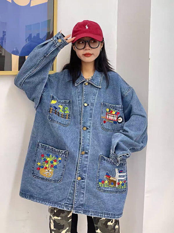 New in autumn! [LAB EEDA] Fashion casual embroidered denim jacket W31518# OZQ