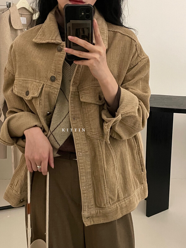 【KITTIN】Korean Corduroy Short Jacket 271