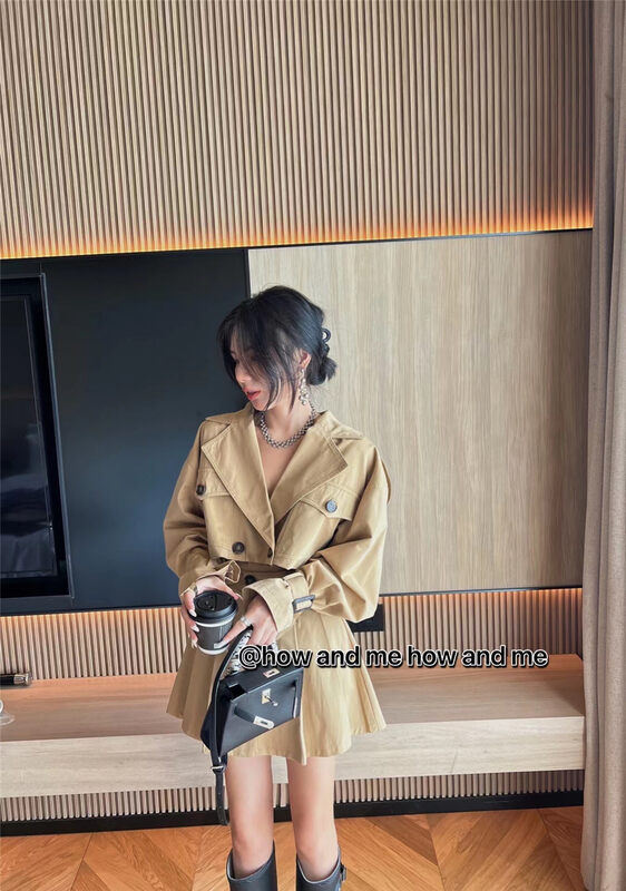 Autumn is new!【 HOW AND ME Cheng Xi】Temperament texture short coat + high waist skirt two-piece suit (with cuffs) 5067# CQW