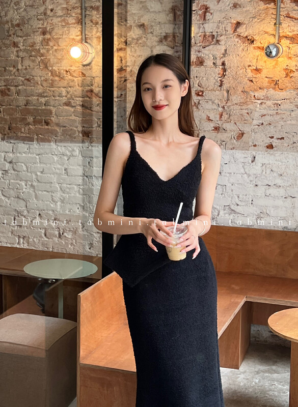 New in autumn! [TABMINI] solid color plush camisole + high waist skirt two-piece suit Q11327-F# WPL