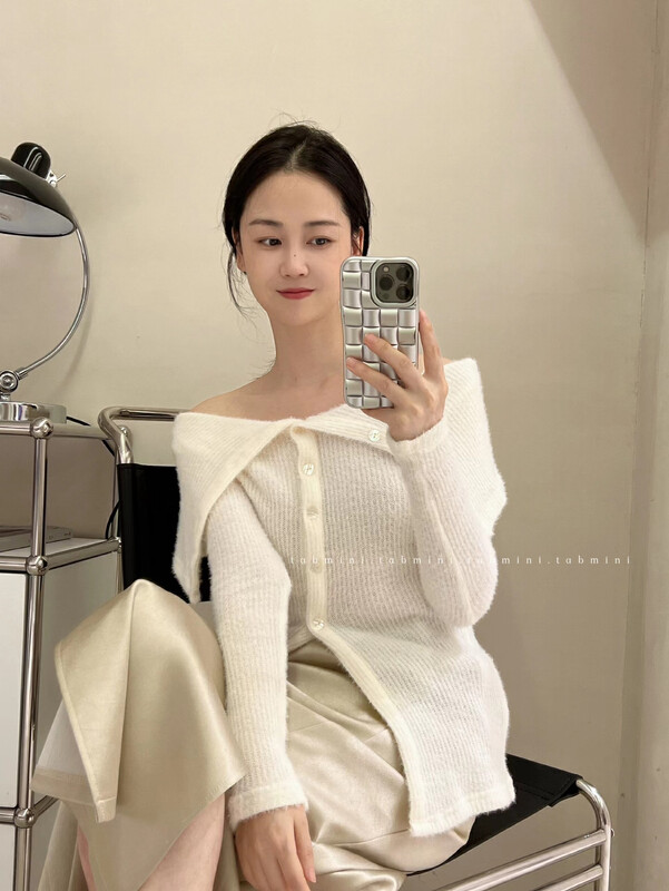 Autumn is new! [TABMINI] Design sense one-shoulder single-breasted warm sweater Q11328-F# WPL