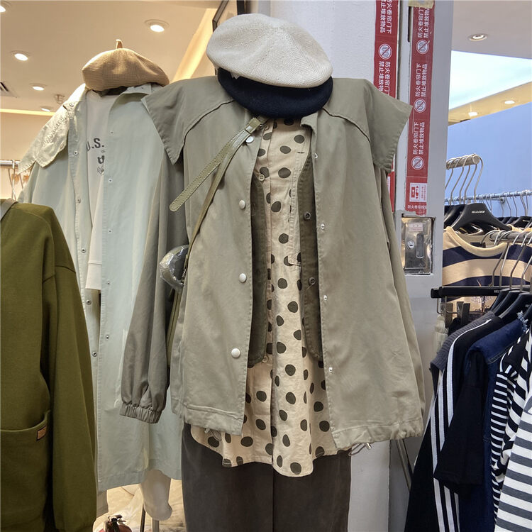 New in autumn! [TWENTY printed wood] single-breasted loose and comfortable short coat 692780# L