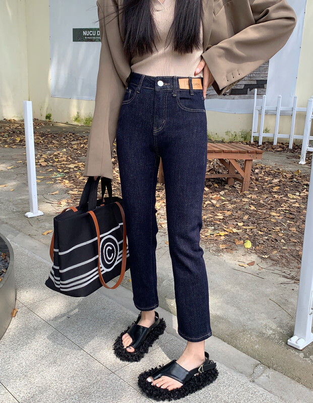 New in autumn! [M8 denim] slim and comfortable textured simple jeans 52653# JHY