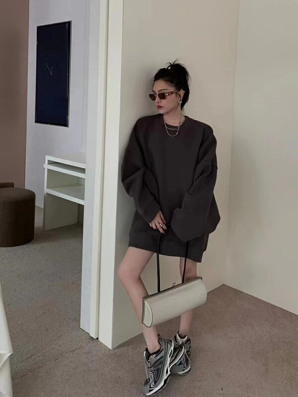 【RAINBOW】Explosive Solid Color Oversized Composite Sweatshirt 08515# FHX