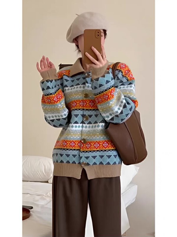 New in autumn! [SUSAN] Korean version of the lapel color all-match knitted cardigan 81810# LSW