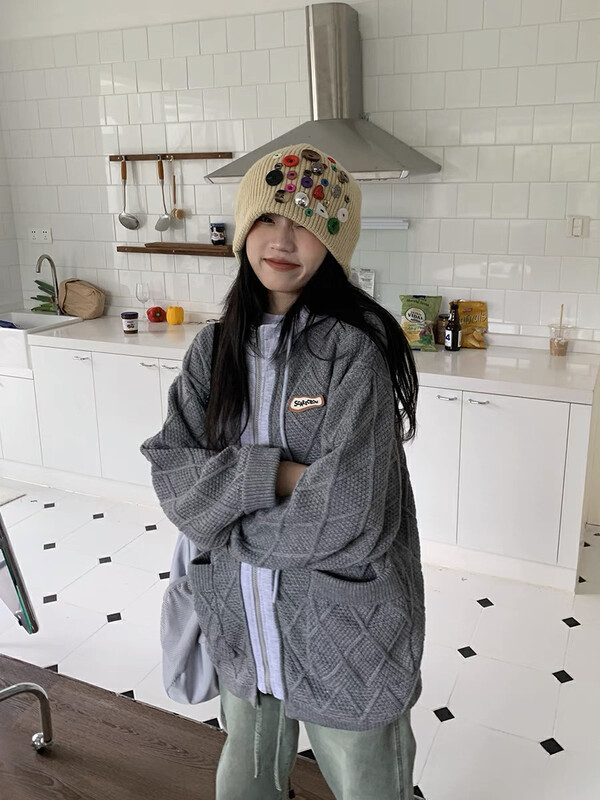 New in early autumn! [LAB EEDA] Fashion casual knitted stitching hooded sweater M64954# OZQ