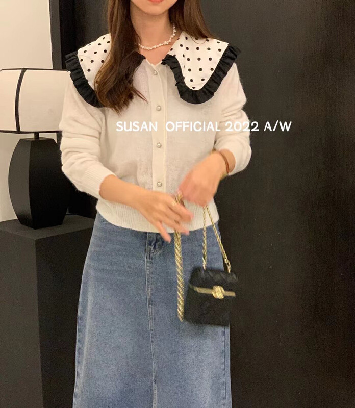 New in early autumn!【SUSAN】Gentle and versatile polka dot knitted cardigan 81201# LSW