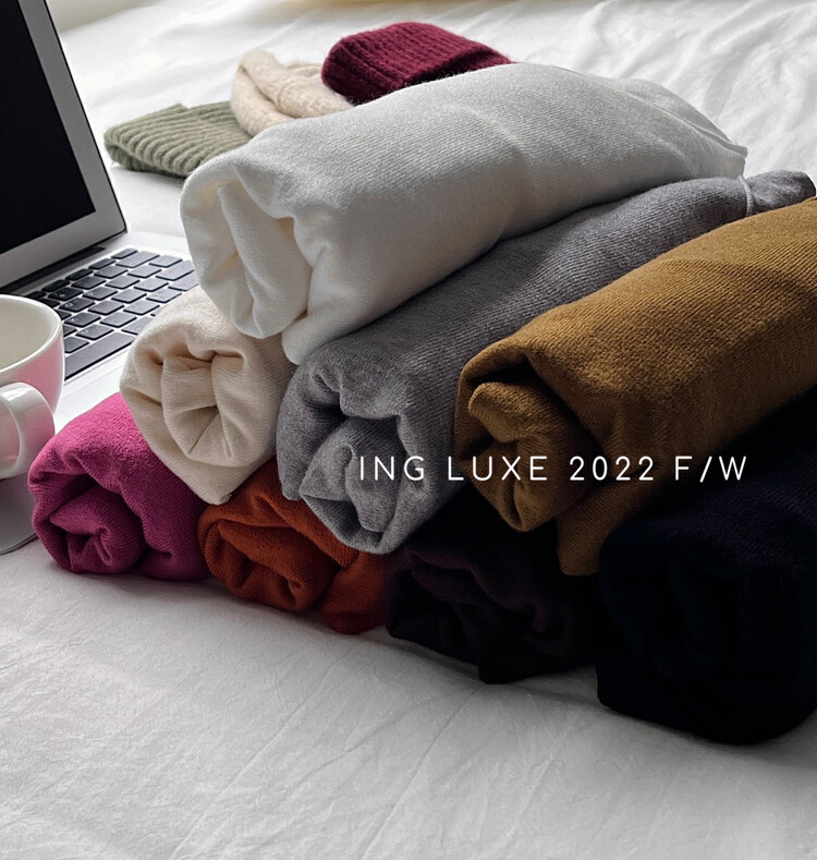 【ING】Korean version basic all-match solid color knitted sweater w3773