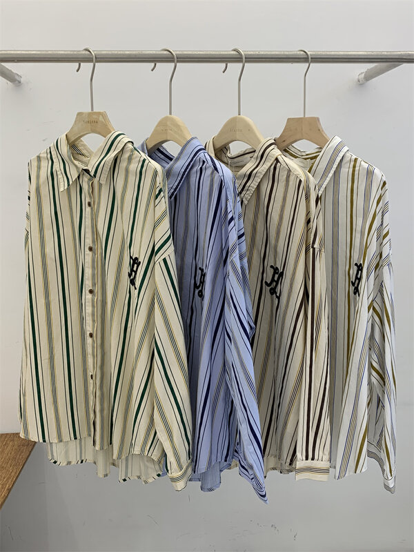 New in early autumn! [SANBARA] Striped loose fashion shirt 9678# LSW