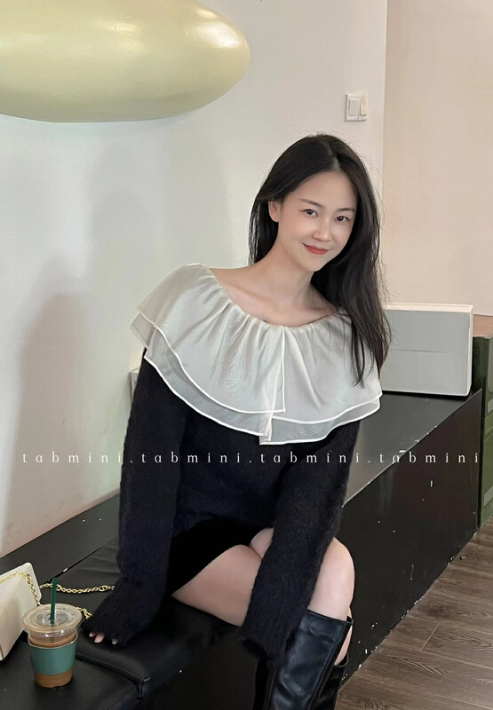 Autumn models are new! [TABMINI] Small design sense large lapel pullover warm sweater Q15259-A# WPL