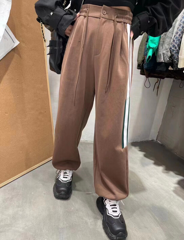 【RAINBOW】Side woven belt contrast color drawstring casual pants 05105