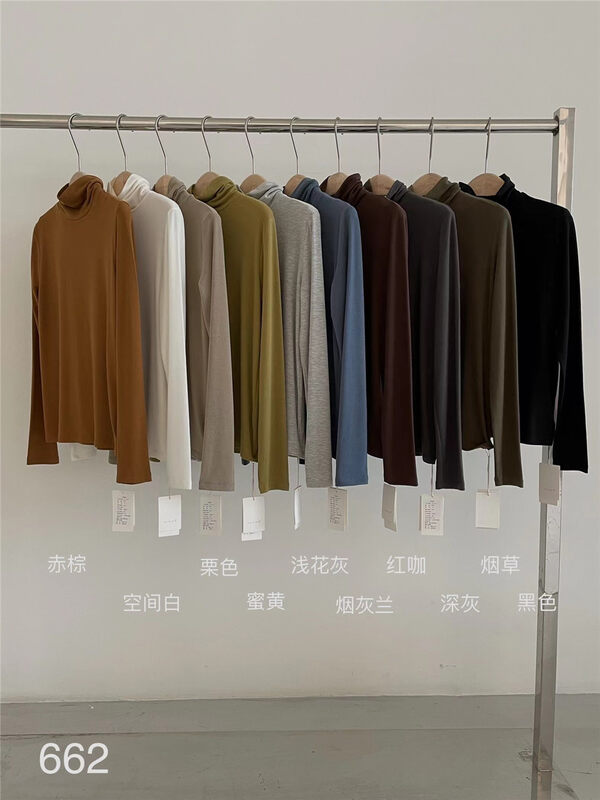 New in autumn! [FEIDING] Pile collar basic all-match candy color bottoming shirt YS35-662# CLS
